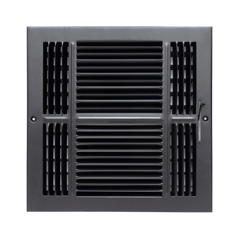 8"x8" 4-Way Black Steel Air Supply Diffuser, Directional Register Vent Cover for Sidewall Or Ceiling