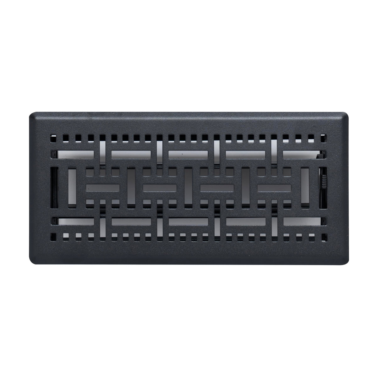 4"x10" Matte Black Steel Floor Register, Walkable Heavy-Duty Basketweave Vent Cover with Damper