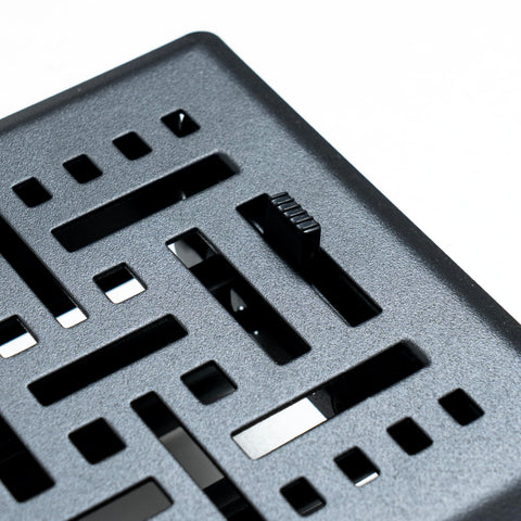 4"x10" Matte Black Steel Floor Register, Walkable Heavy-Duty Basketweave Vent Cover with Damper