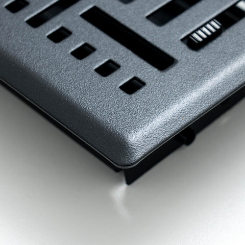 4"x10" Matte Black Steel Floor Register, Walkable Heavy-Duty Basketweave Vent Cover with Damper