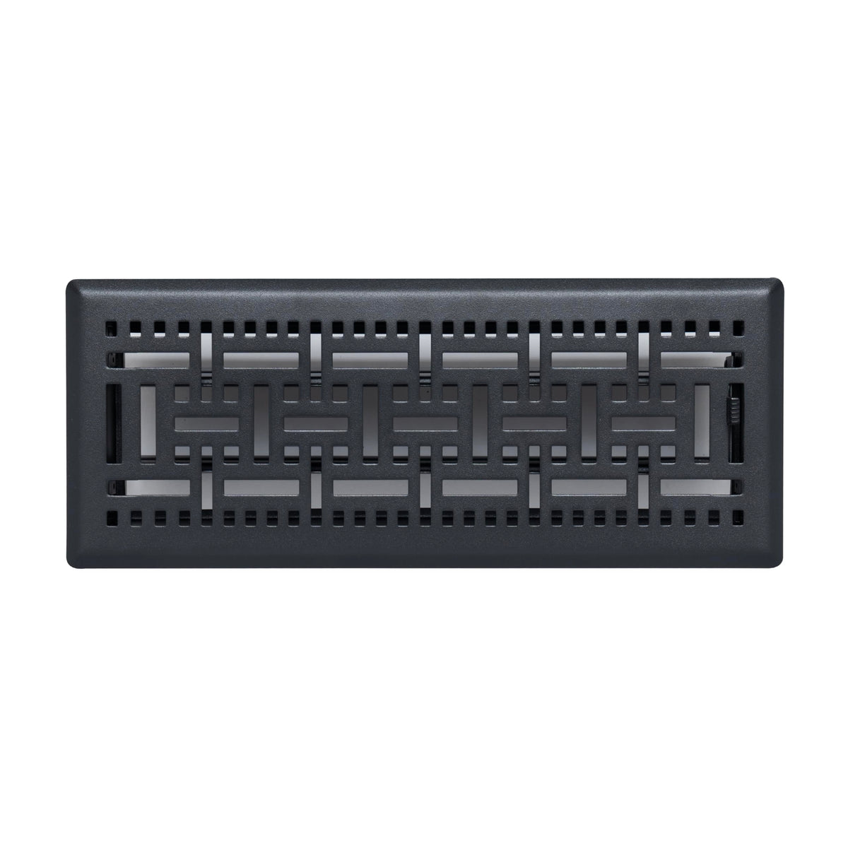 4"x12" Matte Black Steel Floor Register, Walkable Heavy-Duty Basketweave Vent Cover with Damper