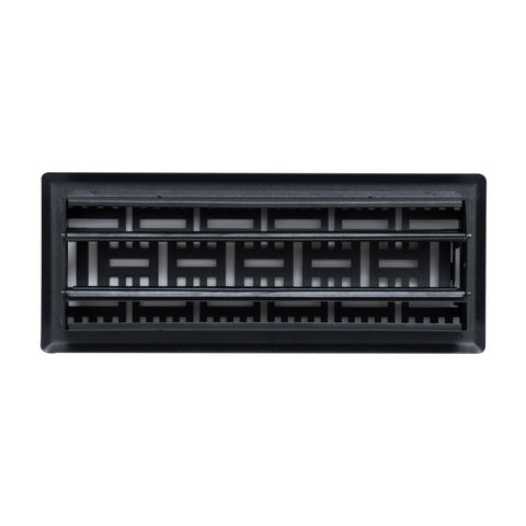4"x12" Matte Black Steel Floor Register, Walkable Heavy-Duty Basketweave Vent Cover with Damper