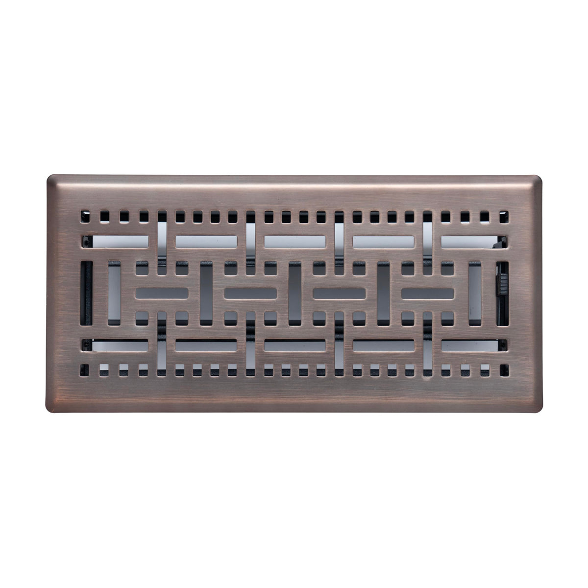4"x10" Bronze Steel Floor Register, Walkable Heavy-Duty Basketweave Vent Cover with Damper