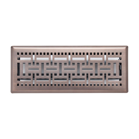 4"x12" Bronze Steel Floor Register, Walkable Heavy-Duty Basketweave Vent Cover with Damper