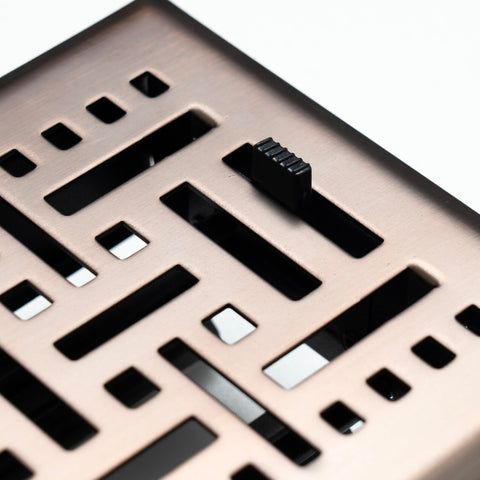 4"x12" Bronze Steel Floor Register, Walkable Heavy-Duty Basketweave Vent Cover with Damper