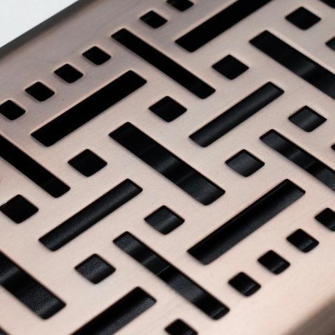 4"x12" Bronze Steel Floor Register, Walkable Heavy-Duty Basketweave Vent Cover with Damper