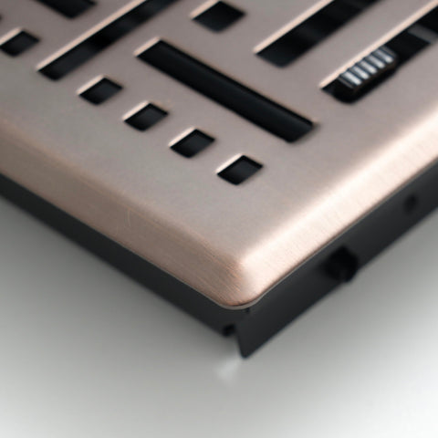 4"x12" Bronze Steel Floor Register, Walkable Heavy-Duty Basketweave Vent Cover with Damper