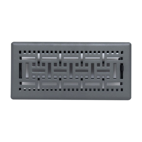 4"x10" Dark Gray Steel Floor Register, Walkable Heavy-Duty Basketweave Vent Cover with Damper