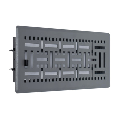 4"x10" Dark Gray Steel Floor Register, Walkable Heavy-Duty Basketweave Vent Cover with Damper