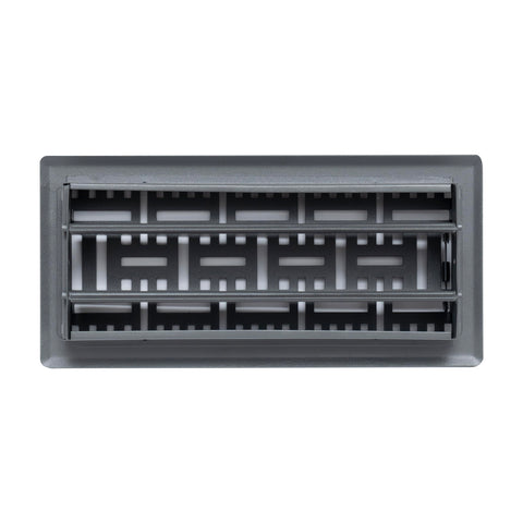 4"x10" Dark Gray Steel Floor Register, Walkable Heavy-Duty Basketweave Vent Cover with Damper