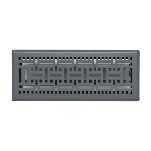 4"x12" Dark Gray Steel Floor Register, Walkable Heavy-Duty Basketweave Vent Cover with Damper