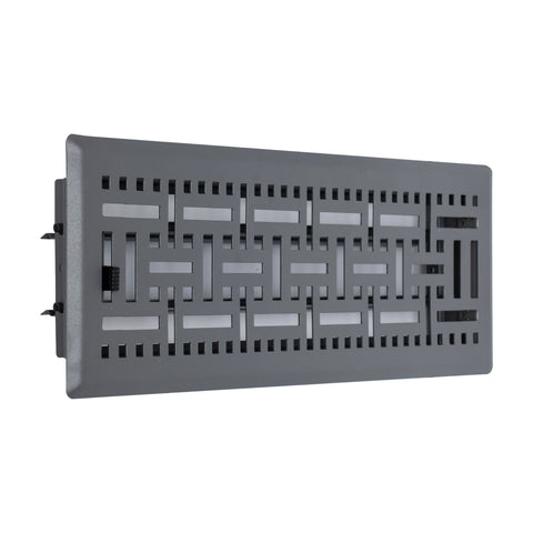 4"x12" Dark Gray Steel Floor Register, Walkable Heavy-Duty Basketweave Vent Cover with Damper
