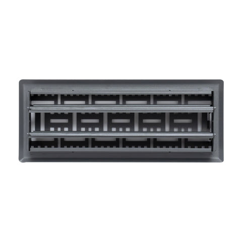 4"x12" Dark Gray Steel Floor Register, Walkable Heavy-Duty Basketweave Vent Cover with Damper