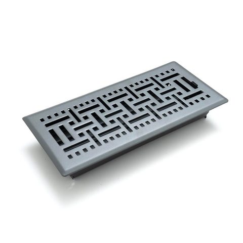 4"x12" Dark Gray Steel Floor Register, Walkable Heavy-Duty Basketweave Vent Cover with Damper