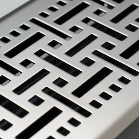 4"x12" Satin Nickel Steel Floor Register, Walkable Heavy-Duty Basketweave Vent Cover with Damper