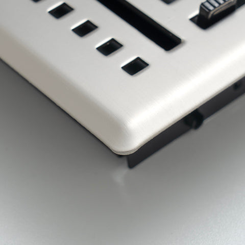 4"x12" Satin Nickel Steel Floor Register, Walkable Heavy-Duty Basketweave Vent Cover with Damper