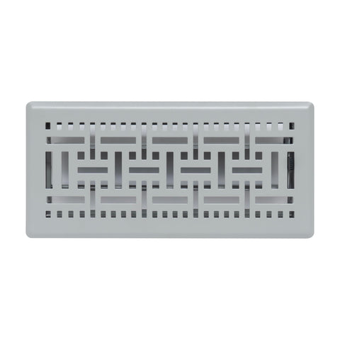 4"x10" Light Gray Steel Floor Register, Walkable Heavy-Duty Basketweave Vent Cover with Damper