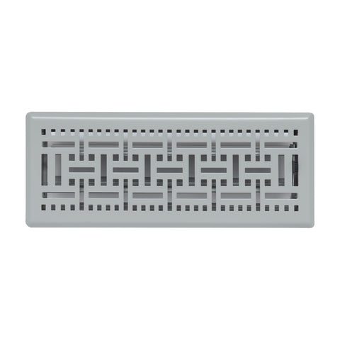 4"x12" Light Gray Steel Floor Register, Walkable Heavy-Duty Basketweave Vent Cover with Damper