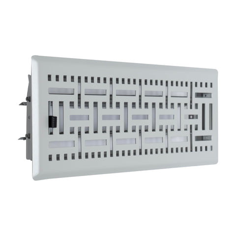 4"x12" Light Gray Steel Floor Register, Walkable Heavy-Duty Basketweave Vent Cover with Damper
