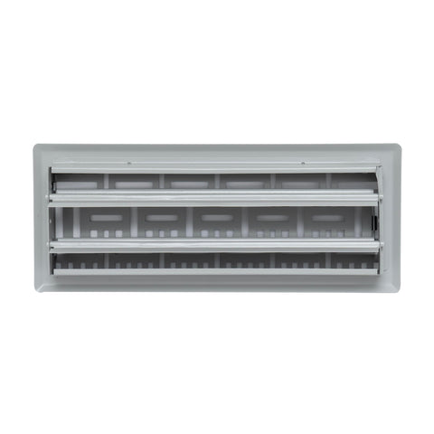 4"x12" Light Gray Steel Floor Register, Walkable Heavy-Duty Basketweave Vent Cover with Damper