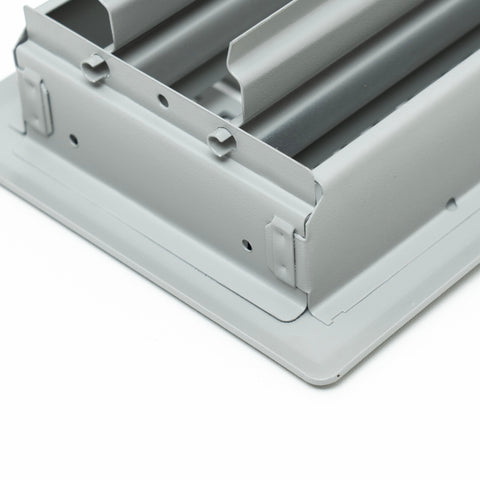4"x12" Light Gray Steel Floor Register, Walkable Heavy-Duty Basketweave Vent Cover with Damper