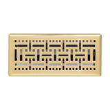4"x10" Polished Brass Steel Floor Register, Walkable Heavy-Duty Basketweave Vent Cover with Damper