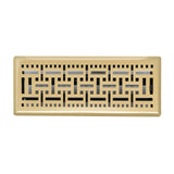 4"x12" Polished Brass Steel Floor Register, Walkable Heavy-Duty Basketweave Vent Cover with Damper
