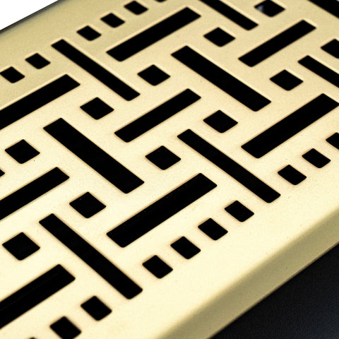 4"x12" Polished Brass Steel Floor Register, Walkable Heavy-Duty Basketweave Vent Cover with Damper