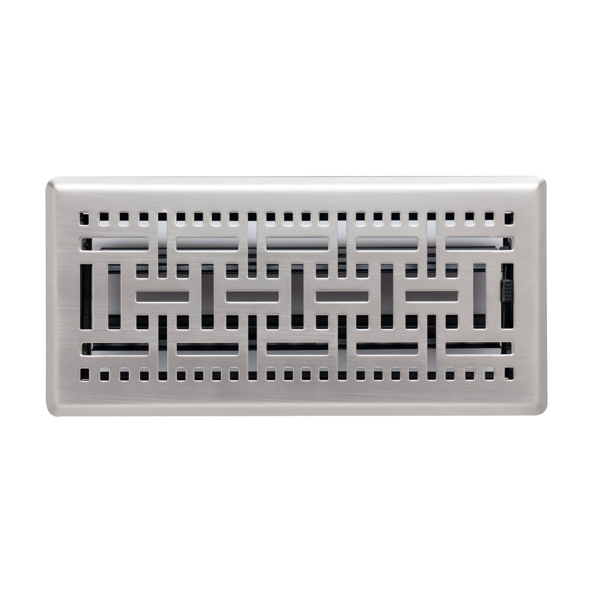 4"x10" Satin Nickel Steel Floor Register, Walkable Heavy-Duty Basketweave Vent Cover with Damper
