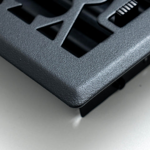 4"x12" Matte Black Steel Floor Register, Walkable Heavy-Duty Victorian Vent Cover with Damper