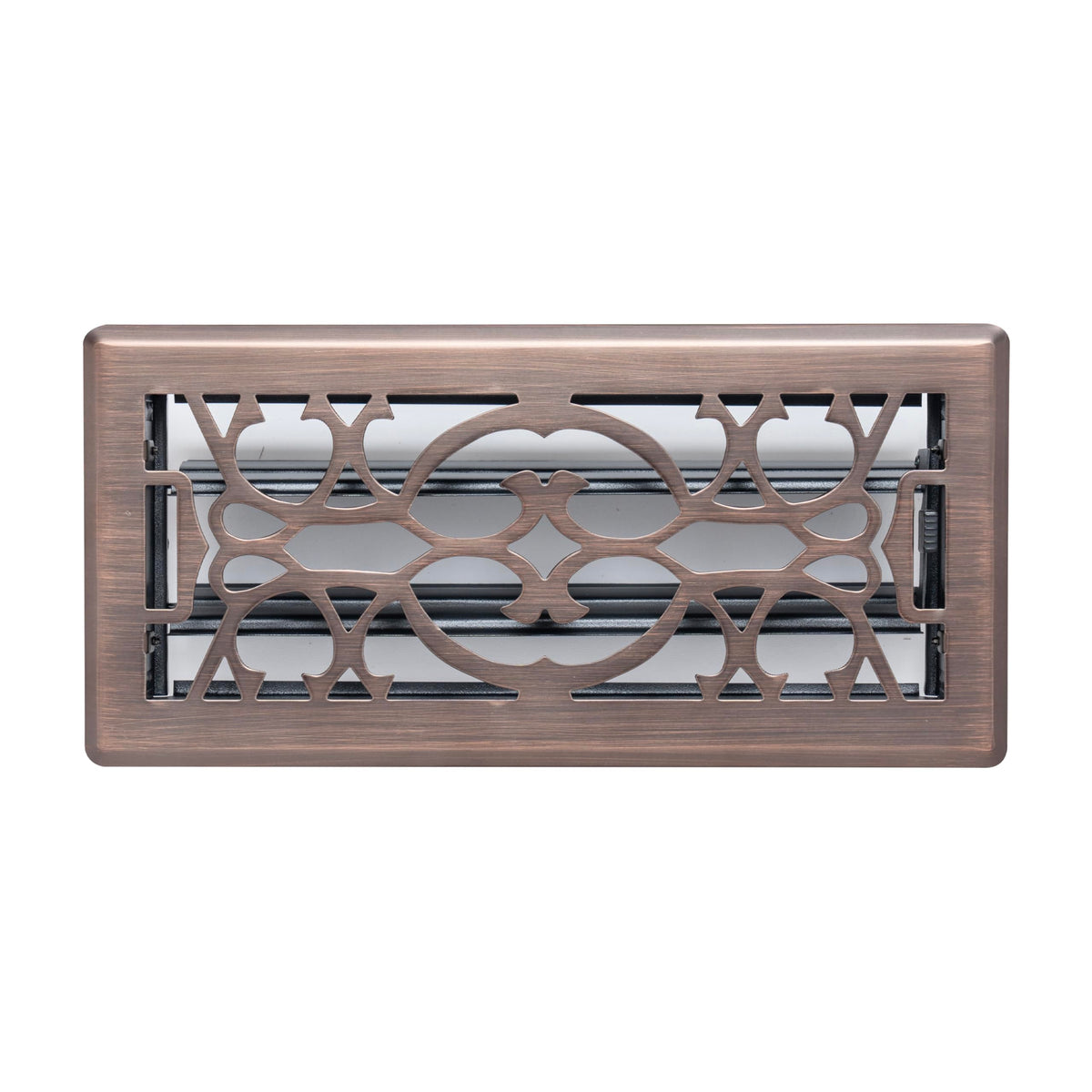 4"x10" Bronze Steel Floor Register, Walkable Heavy-Duty Victorian Vent Cover with Damper