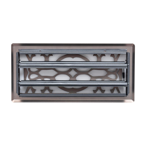 4"x10" Bronze Steel Floor Register, Walkable Heavy-Duty Victorian Vent Cover with Damper