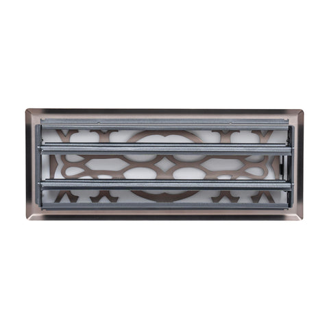 4"x12" Bronze Steel Floor Register, Walkable Heavy-Duty Victorian Vent Cover with Damper