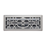4"x12" Satin Nickel Steel Floor Register, Walkable Heavy-Duty Victorian Vent Cover with Damper