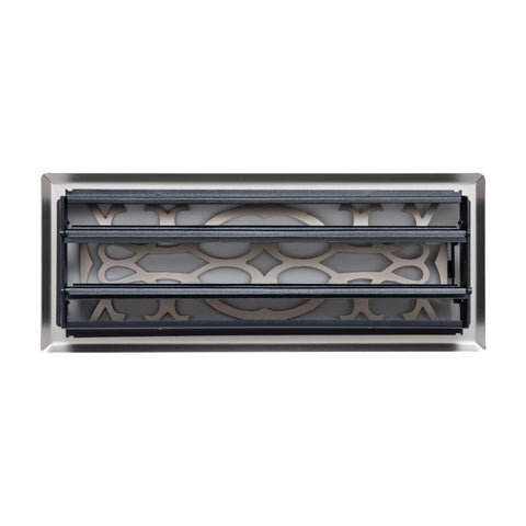 4"x12" Satin Nickel Steel Floor Register, Walkable Heavy-Duty Victorian Vent Cover with Damper