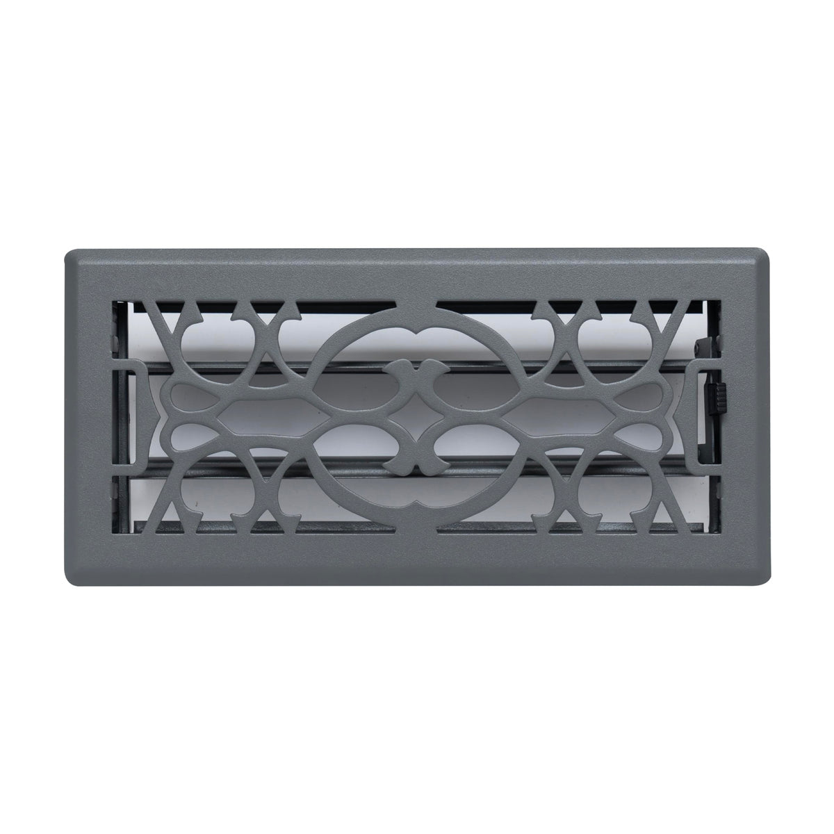 4"x10" Dark Gray Steel Floor Register, Walkable Heavy-Duty Victorian Vent Cover with Damper