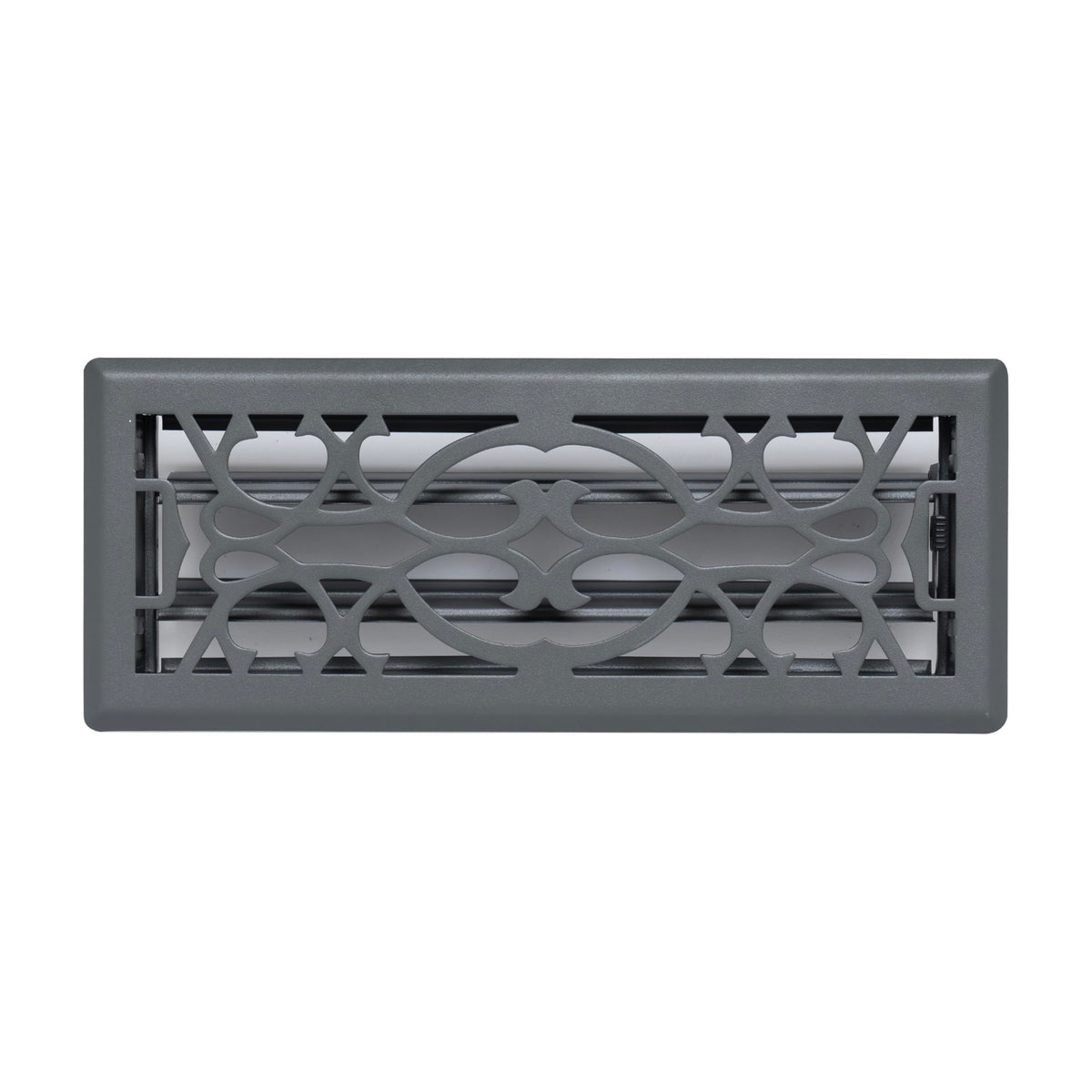 4"x12" Dark Gray Steel Floor Register, Walkable Heavy-Duty Victorian Vent Cover with Damper