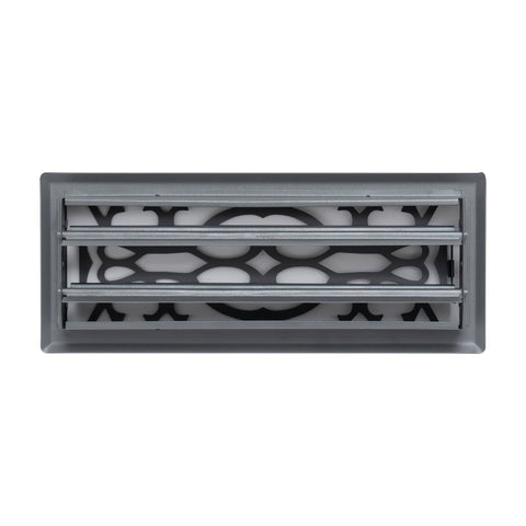 4"x12" Dark Gray Steel Floor Register, Walkable Heavy-Duty Victorian Vent Cover with Damper