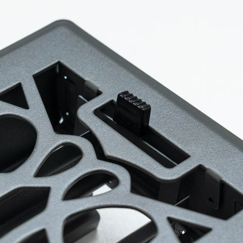 4"x12" Dark Gray Steel Floor Register, Walkable Heavy-Duty Victorian Vent Cover with Damper