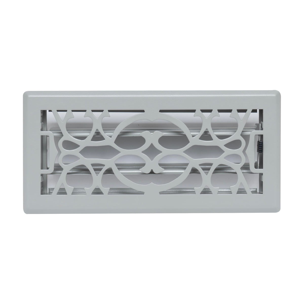 4"x10" Light Gray Steel Floor Register, Walkable Heavy-Duty Victorian Vent Cover with Damper