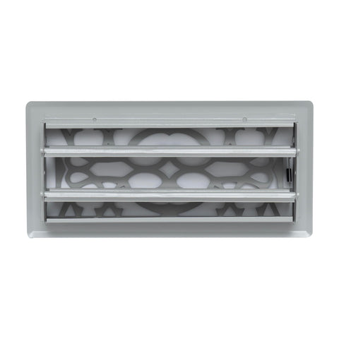 4"x10" Light Gray Steel Floor Register, Walkable Heavy-Duty Victorian Vent Cover with Damper