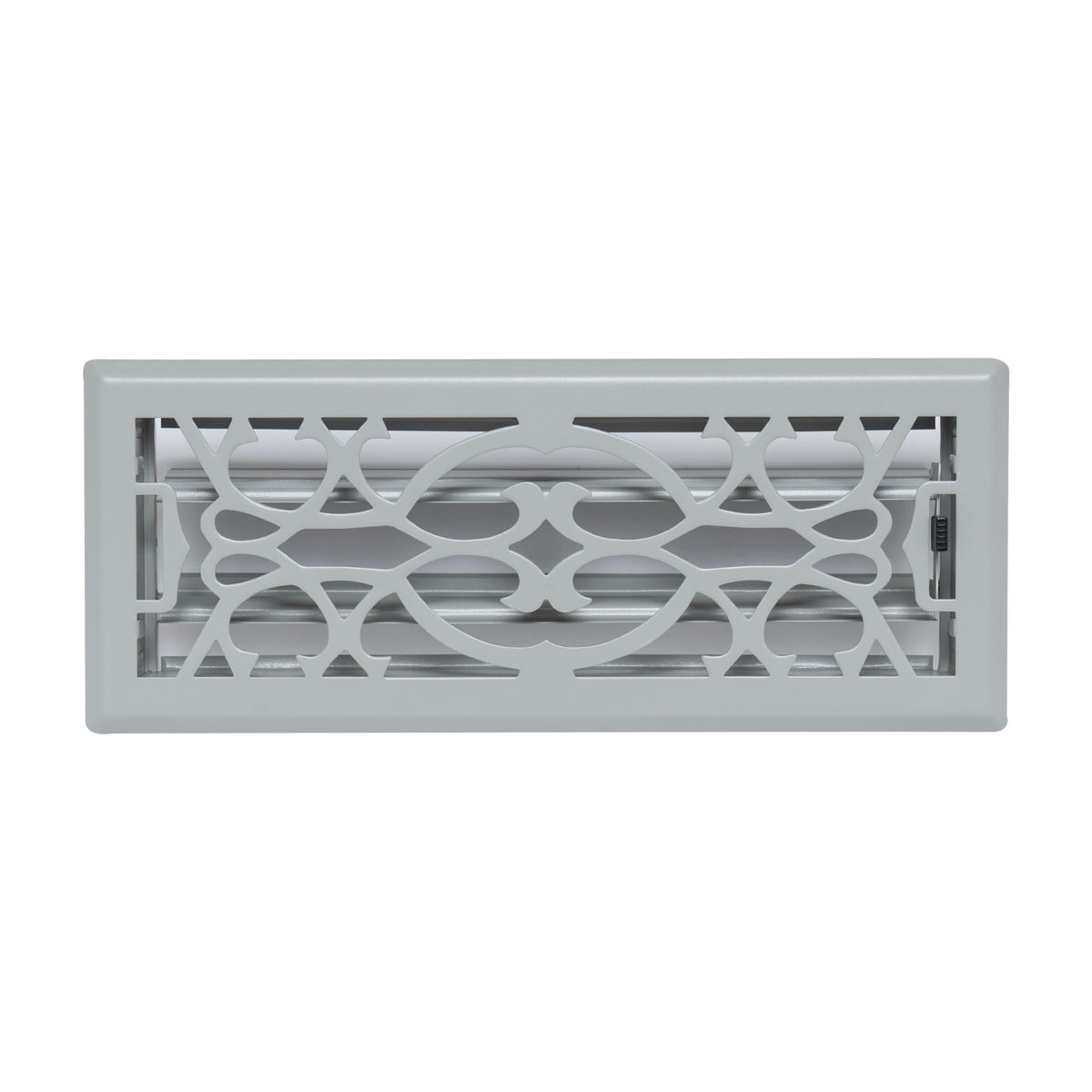 4"x12" Light Gray Steel Floor Register, Walkable Heavy-Duty Victorian Vent Cover with Damper