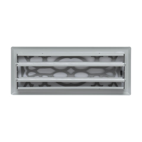 4"x12" Light Gray Steel Floor Register, Walkable Heavy-Duty Victorian Vent Cover with Damper