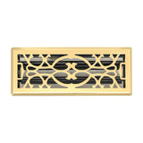4"x12" Polished Brass Steel Floor Register, Walkable Heavy-Duty Victorian Vent Cover with Damper