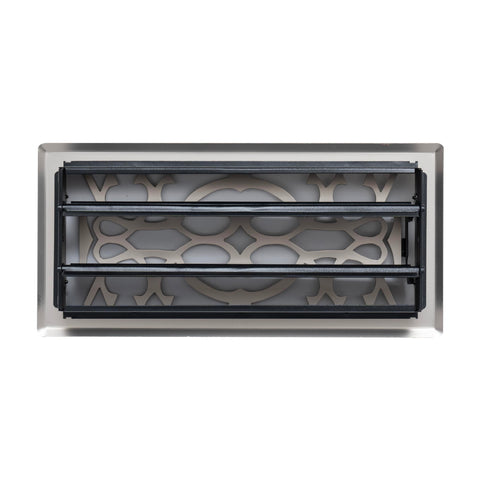 4"x10" Satin Nickel Steel Floor Register, Walkable Heavy-Duty Victorian Vent Cover with Damper