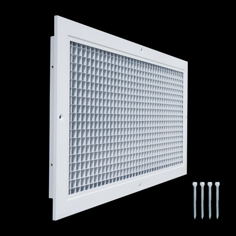 20"x10" White Aluminum Eggcrate Return Air Grille, Low-Noise High-Airflow Rust-Proof Vent Cover