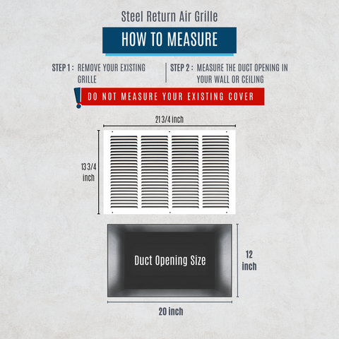 20"x12" White Steel Return Air Grille, High-Airflow HVAC Cold Air Intake for Wall & Ceiling