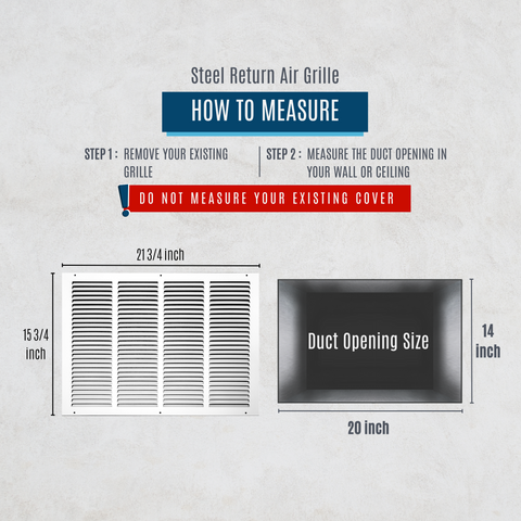 20"x14" White Steel Return Air Grille, High-Airflow HVAC Cold Air Intake for Wall & Ceiling