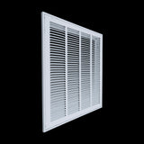 20"x20" White Steel Return Air Filter Grille, Removable Door, Plastic Latches, for 1-Inch Filters