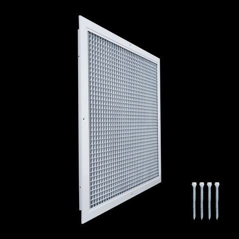 20"x20" White Aluminum Eggcrate Return Air Grille, Low-Noise High-Airflow Rust-Proof Vent Cover
